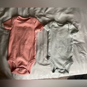Carter’s Sage & Pink Bodysuits